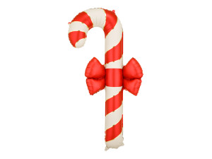 Balon foliowy Cukrowa laska z kokardą 70cm x 131,5cm beżowo-czerwona
