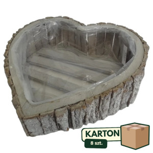 8szt osłonka z kory serce wys: 13cm szer: 40cm x 41 cm