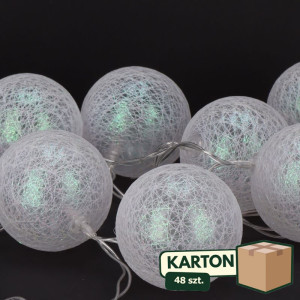 48szt lampki LED cottonballs 195cm perłowobiałe