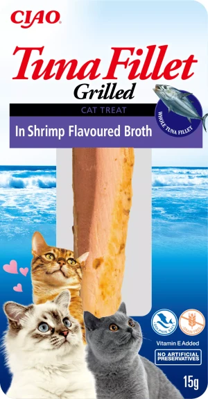 INABA Grillowany Filet z Tuńczyka w Bulionie z Krewetek dla Kota 15g