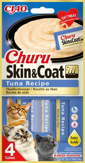 INABA Churu Skin Coat Tuna - tuńczyk - przysmaki dla kotów 4x14g