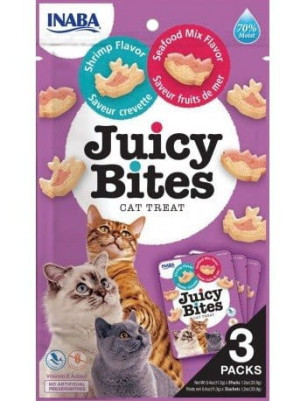 INABA Juicy Bites Wilgotne Przysmaki dla Kota (3 pack) - Krewetki & Owoce Morza