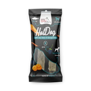 SYTA MICHA Hot Dog do Żucia dla Psa - Konina z Jeżynami w Skórze z Dorsza 2szt