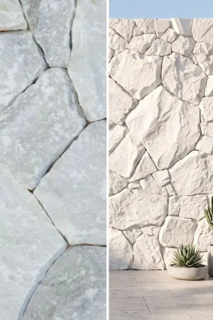 Marmur White Kamień nieregularny na ścianę 2–4 cm | Dzikówka Rockface