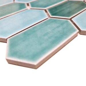 Mozaika ceramiczna Zielona Hexagon Polerowana | 25,3x29,3x0,75 cm