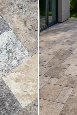 Trawertyn Silver Latte Bębnowany 3 cm | Komplet Rzymski 0,74 m2