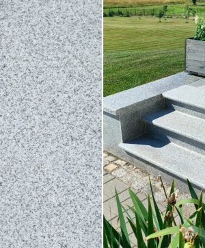 Schodek granitowy szary płomieniowany G603 Bullnose | 120x35x2 cm