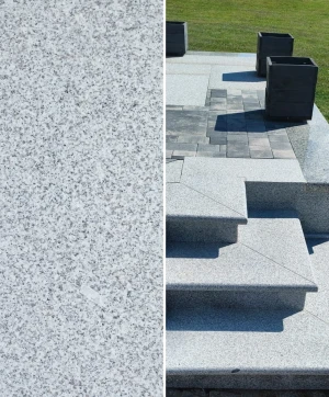 Stopnica granitowa bullnose G603 Szary Płomieniowana | 135x35x2 cm