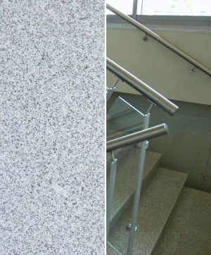 Stopnica granitowa szara płomieniowana Bianco Cristal G603 | 180x33x2 cm