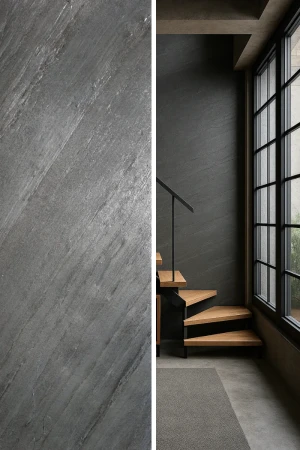 Fornir kamienny Line Black XXL | 122x305x0,2 cm