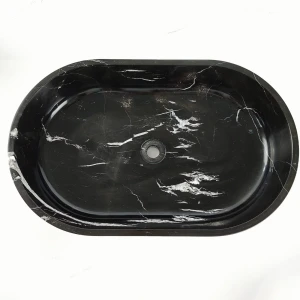 Umywalka Marmurowa Black Silk Czarny Polerowana | 38x61x12,7 cm