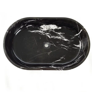 Umywalka Marmurowa Black Silk Czarny Polerowana | 61x38x12,7 cm