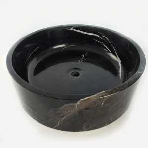 Umywalka Marmurowa Black Silk Czarny Marmur Polerowana | 40,6x40,6x12,7 cm