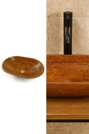 Umywalka Trawertynowa Bordeaux Czerwony Satynowa | 40x57,5x14,5 cm