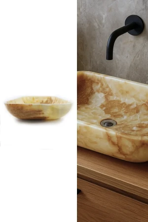 Umywalka Onyksowa Honey Miodowy Polerowana | 68x43x12 cm