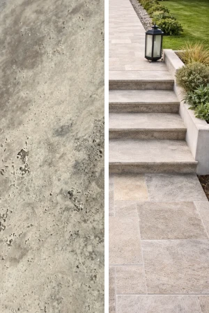Stopnica kamienna Trawertyn Ash Mix Szlifowany Bullnose | 135x33x2 cm