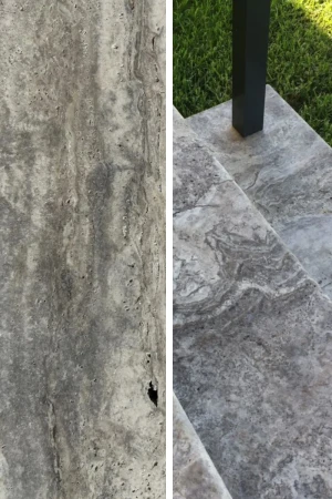 Stopnica Trawertyn Ash Mix Szlifowany Bullnose | 135x33x3 cm