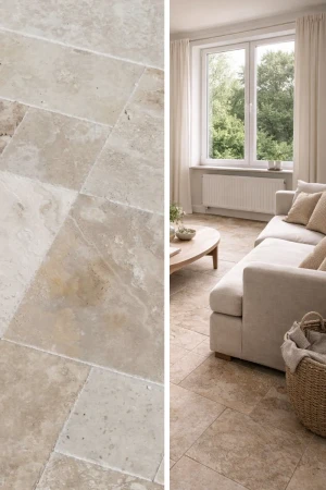 Trawertyn Ivory Classic Mix Rustic Bębnowany 1,2 cm | Komplet Rzymski 0,74 m2