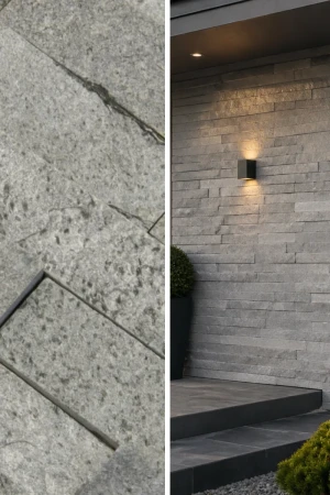 Kamień Elewacyjny Dekoracyjny Kwarcyt Stackstone Szary Naturalny | 15x60x1-2 cm