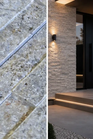 Kamień Elewacyjny Dekoracyjny Trawertyn Stackstone Silver Łupany | 15,2x61x1-1,5 cm