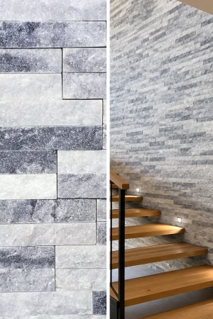 Kamień Elewacyjny Dekoracyjny Kwarcyt Stackstone Biało-Szary Naturalny | 10x36x0,8-1,3 cm