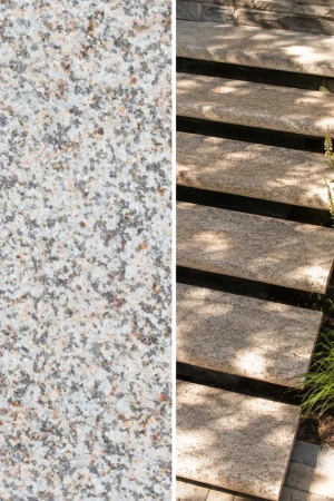Schodek granitowy żółty Płomieniowany G682 Bullnose obrzeże basenowe | 100x35x2 cm