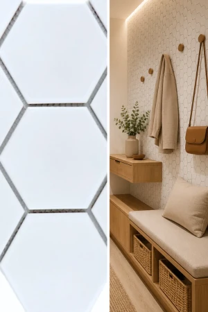 Mozaika ceramiczna Biała Hexagon Matowa | 25,6x29,5x0,65 cm