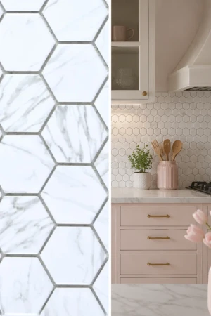 Mozaika ceramiczna Biała Hexagon Polerowana | 32,5×28,1x0,6 cm