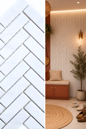 Mozaika ceramiczna Biała Prostokąt Matowa | 31,8×27,1x0,65 cm