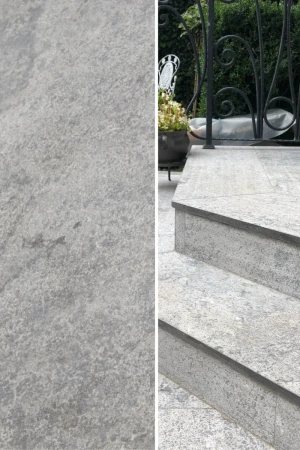 Stopień Wapienny L828 Blue Limestone Szczotkowany Płomieniowany | 150x33x3 cm