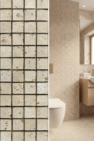 Mozaika Trawertynowa Light Premium 2,3x2,3 Bębnowany | 30,5x30,5x1 cm