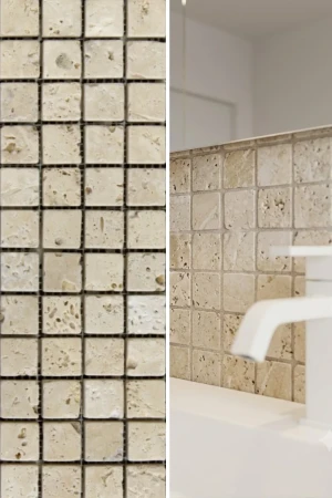 Mozaika Trawertynowa Light Standard 2,3x2,3 Bębnowany | 30,5x30,5x1 cm
