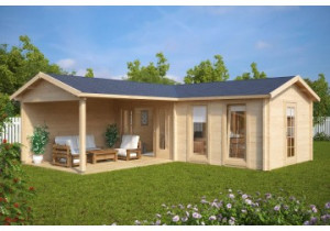 Domek drewniany HANS2 3.6m x 7.0m 70mm + zadaszenie 13m2