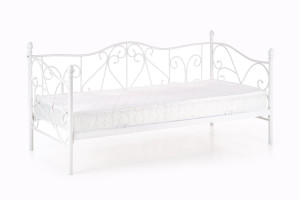 Łóżko SORA 90x200 z metalowymi akcentami białe