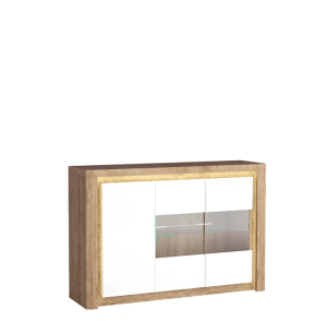 Komoda z witryną 144cm Livinio L3 dąb ribbeck/biały