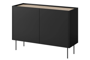 Komoda Desin 120cm z 2 szufladami Meble Bogart czarny mat/dąb nagano