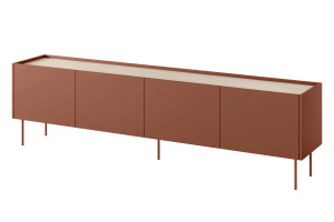 Szafka RTV Desin 220cm Meble Bogart ceramic red/dąb nagano