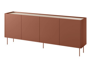 Komoda Desin 220cm Meble Bogart ceramic red/dąb nagano