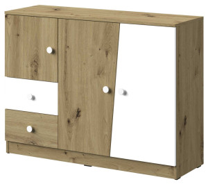 Komoda 120 z kolekcji Nero Meble Domel dąb artisan + biały (mat/połysk)