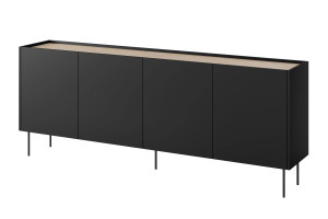Komoda Desin 220cm Meble Bogart czarny mat/dąb nagano