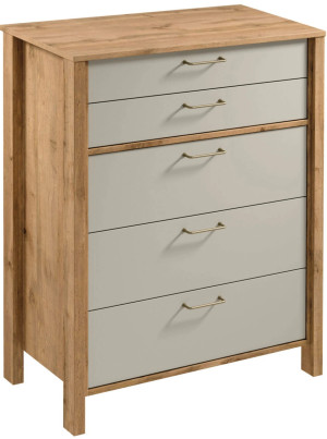 Kompaktowa Komoda z Szufladami Indygo K5S Gała Meble Dąb Wotan/Beige