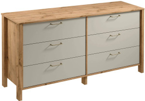 Pojemna Komoda z Szufladami Indygo K6S Gała Meble Dąb Wotan/Beige