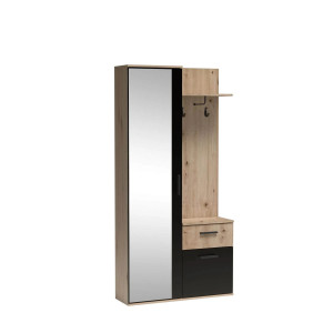 Garderoba z Lustrem Lux Jarstol Dąb Artisan/Czarny