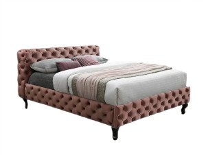 łóżko Herrera Velvet 160x200 Antyczny Róż/wenge Tap. Bluvel 52