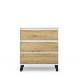 Komoda Borg 3S/70 Biały / dąb artisan Mebelbos