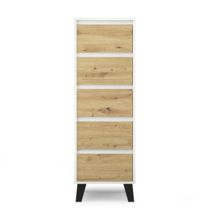 Komoda Borg 5S/40 Biały / dąb artisan Mebelbos