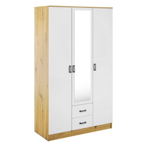 Szafa z lustrem 3D2S Dąb artisan / biały Mebelbos