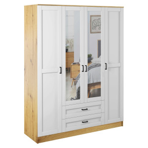Szafa z lustrem 4D2S RAMA Dąb artisan / biały Mebelbos
