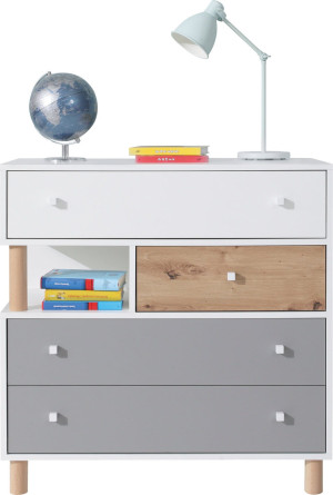 Komoda Faro FR11 Biały Lux / Dąb Artisan / Szary Meblar