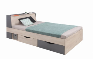 Łóżko 120 z szufladami Delta DL15 Dąb / Antracyt Meblar